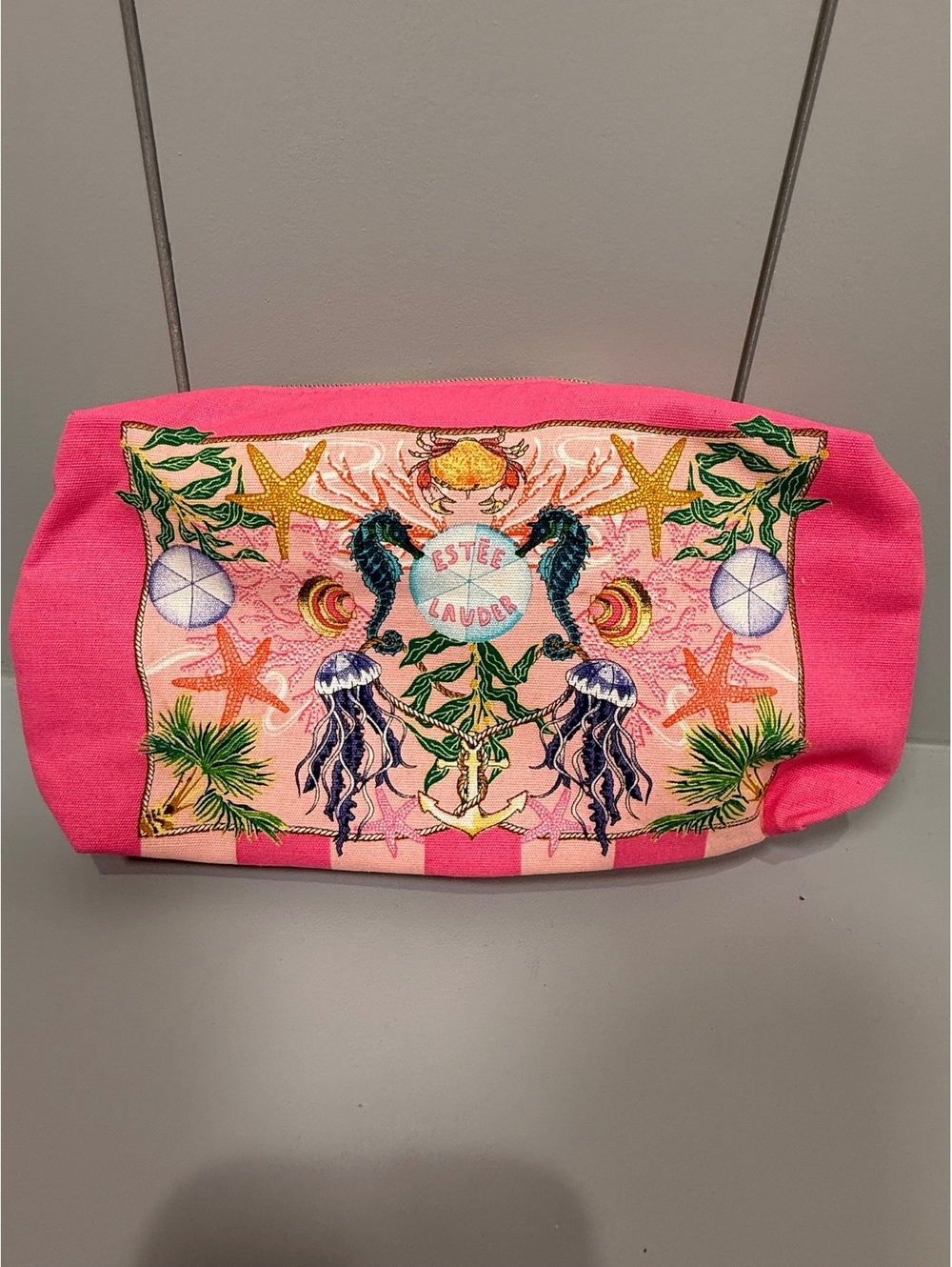 Estée Lauder Pink Striped Nautical Cosmetic Bag New without Tags